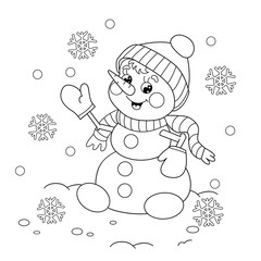 Obraz premium Coloring Page Outline Of cartoon snowman