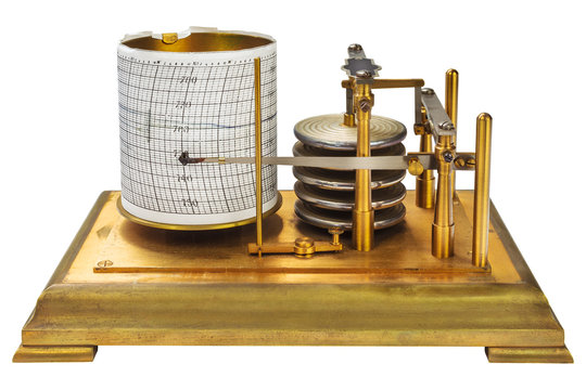 Vintage barograph isolated on white
