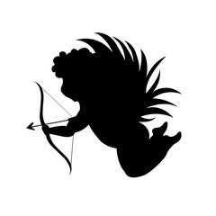 Cupid. Amur silhouette. Happy Valentines day. Love.Vector Illustration