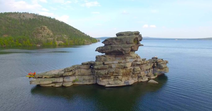 Burabay Lake. Zhumbaktas island.