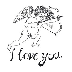 I love you. Vector illustration. angel