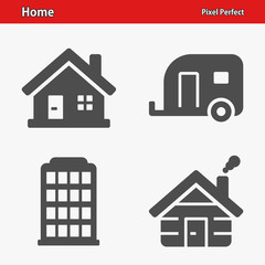 Home Icons. Professional, pixel perfect icons optimized for both large and small resolutions. EPS 8 format.