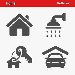 Home Icons. Professional, pixel perfect icons optimized for both large and small resolutions. EPS 8 format.
