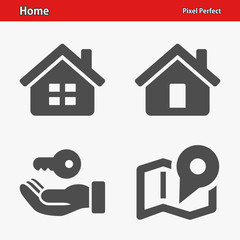 Home Icons. Professional, pixel perfect icons optimized for both large and small resolutions. EPS 8 format.