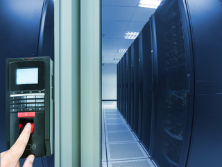 Finger scan security for entry server room