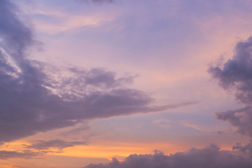 twilight sunset sky with colorful cloud background