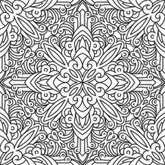 Seamless Abstract Tribal Black-White Pattern. Hand Drawn Ethnic