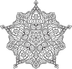 Abstract vector black lace design in mono line style - five-fing