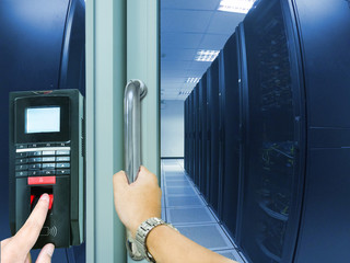 Finger scan security for entry server room