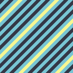 Seamless geometric pattern. Stripy texture for neck tie. Diagonal contrast strips on background. Blue, yellow colors. Vector