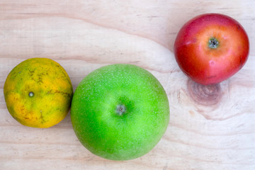 Thai fruits on wooden table