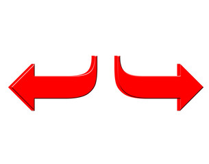 Three dimensional arrows on white background.