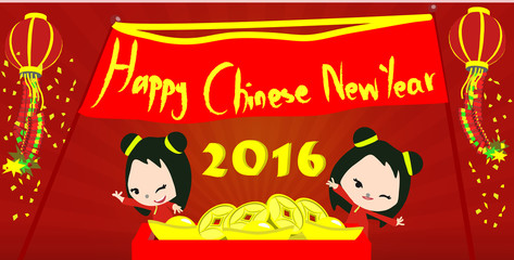 Obraz premium illustration of Chinese new year celebration