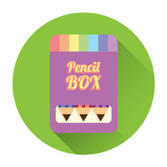 Flat icon box of crayons. Vector illustration