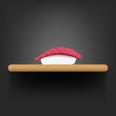 Sushi on black background