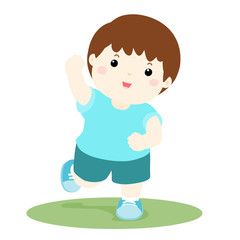 Vector illustration of a healthy happy boy running ,cartoon