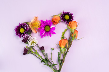 Heart shaped flower arrangement for Valentines day.