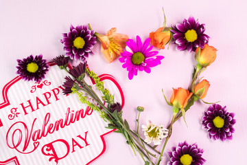 Heart shaped flower arrangement for Valentines day.