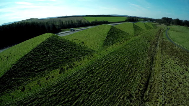 Aerial shot of the Pyramid business park on the M8 in Scotland central belt
