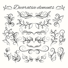 Hand drawn divders set. Ornamental decorative elements. Floral set.