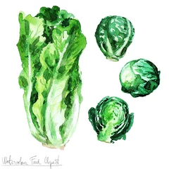 Gardinen Aquarell Essen Clipart - Salat und Sprossen © nataliahubbert