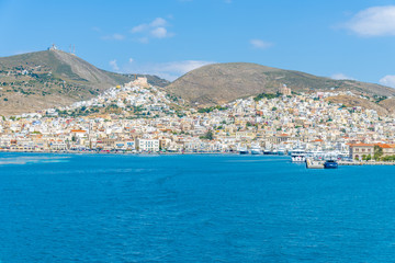 Fototapeta na wymiar Panoramic view of Syros Island, Greece, during summer.