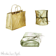 Watercolor Paper Clipart - Packages and Wrappings