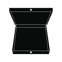 Open pizza box black simple icon