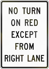 United States MUTCD regulatory road sign - No turn on red