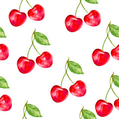 Cherry seamless vector pattern. Perfect for wallpaper, wrapping paper, textile, cosmetics and package design.