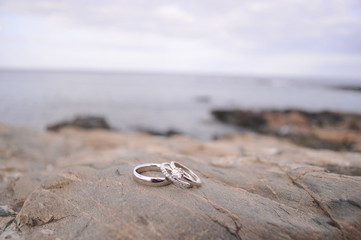 Wedding rings on Granite