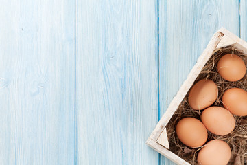 Eggs in wooden box