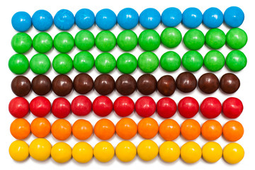 Fototapeta na wymiar strips of the colorful chocolate coated candy