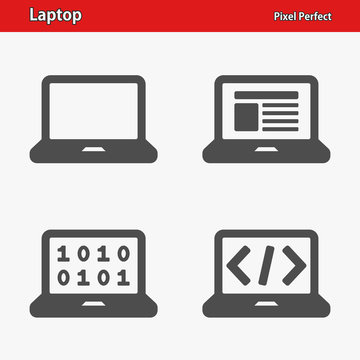 Laptop Icons. Professional, pixel perfect icons optimized for both large and small resolutions. EPS 8 format.