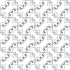 Simple geometric vector pattern - vector lines on white background, black and white