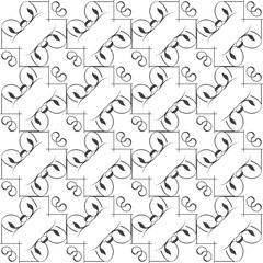 Simple geometric vector pattern - vector lines on white background, black and white