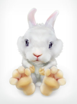 Cute white rabbit, vector icon