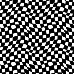 Seamless geometric pattern. Checkered waves in black and white. Graphic design element for web sites, stationary printables, fabric, scrapbooking etc.