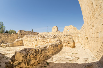 Medieval Limassol Castle ruins fisheye view. Cyprus.
