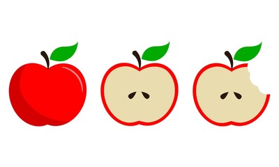 Red Apple Fruit Vector Set in Three Steps