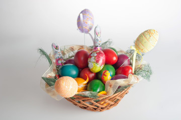 Easter arrangement in  basket.