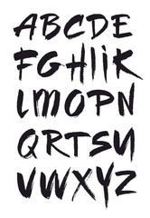 Hand drawn alphabet in retro style. ABC for your design. Letters of the alphabet written with a brush.