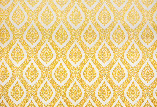 Drawings of flowers on the wall in Wat Tammaratana, Thailand.