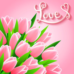 Obraz premium Beautiful card with tulip flowers