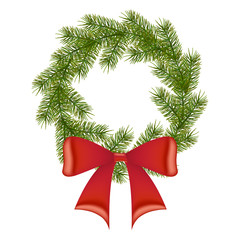 Realistic wreath from Fir Branches. Vector EPS 10