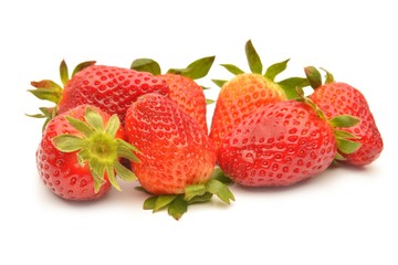 Strawberries on white