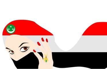 girl and flag egypt