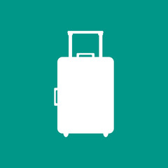 Stylized icon of a suitcase in white on a colored background