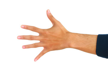 Man hand isolated on white background.