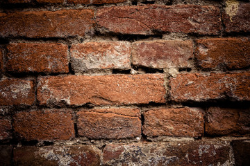 Old brick wall. Retro background. Closeup.